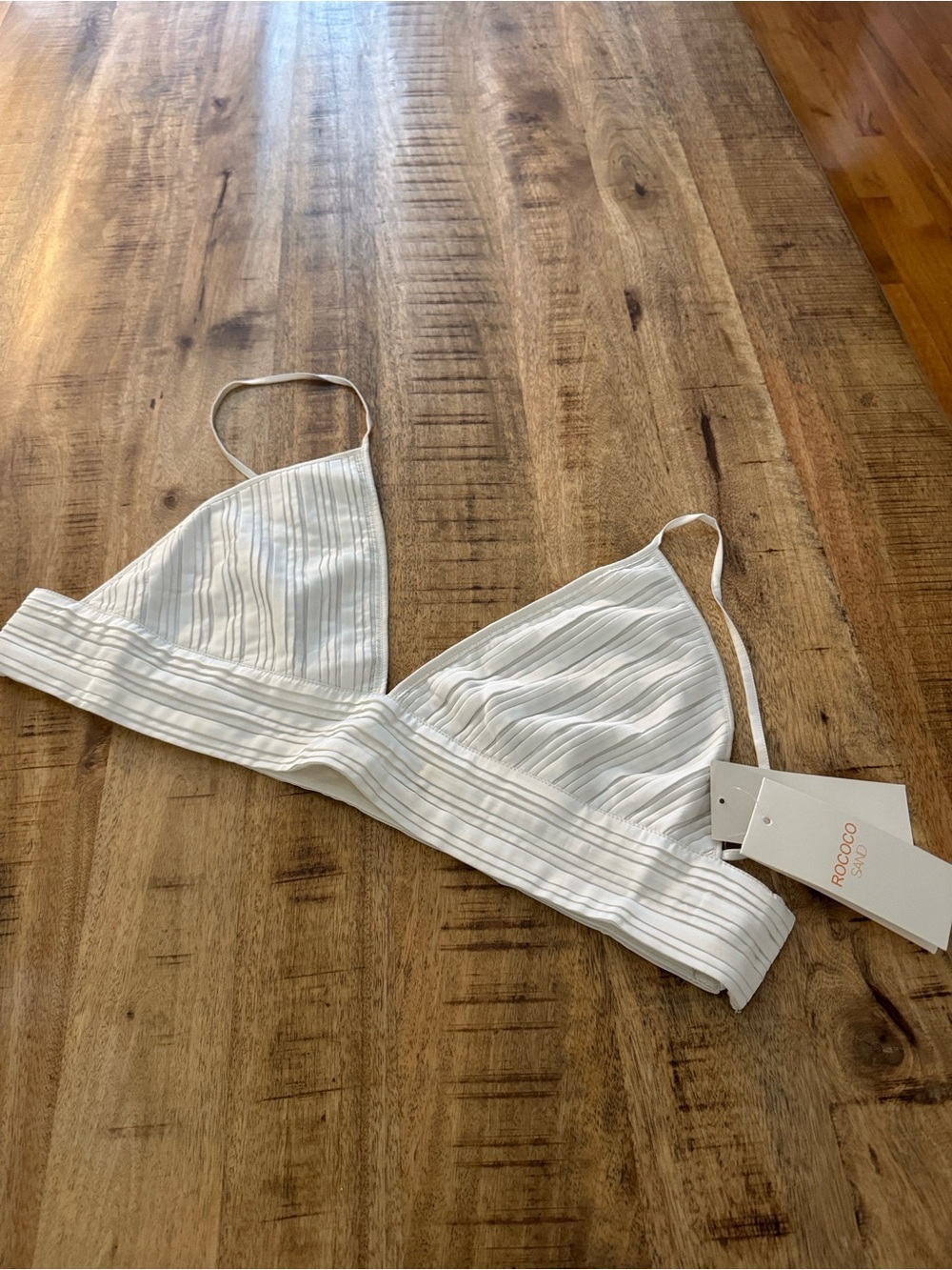 Rococo Sand Bree Bralette White Ribbed Triangle Crop Top NEW NWT XXL XXS - Picture 11 of 12